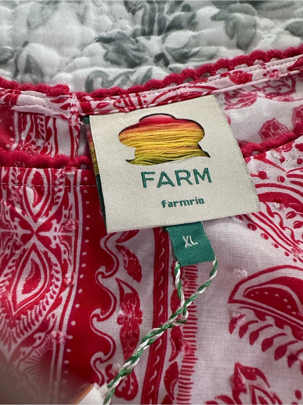 FARM Rio Red and White Printed Puff-Sleeve Blouse - Picture 8 of 9